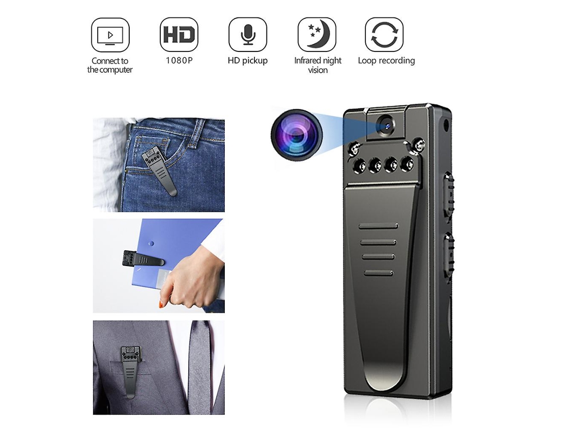 Cámara corporal Grabadora de vídeo Cámara pequeña Videocámara digital Portátil para exteriores ALLINLESS