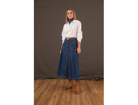 Falda de Mujer THROTTLEMAN Midi Vaquera Azul (S)