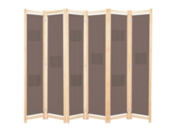 Separador LOVELY HOME con 6 Paneles de Tela Castaño (240 x 170 x 4 cm)