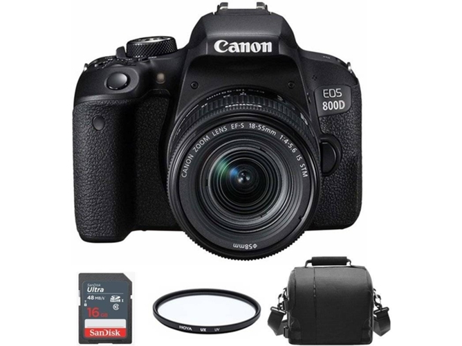 Kit Cámara Réflex CANON EOS 800D EF-S 18-55mm F4-5.6 IS STM + Bolsa + SD de 16GB + Filtro Hoya UX UV 58mm