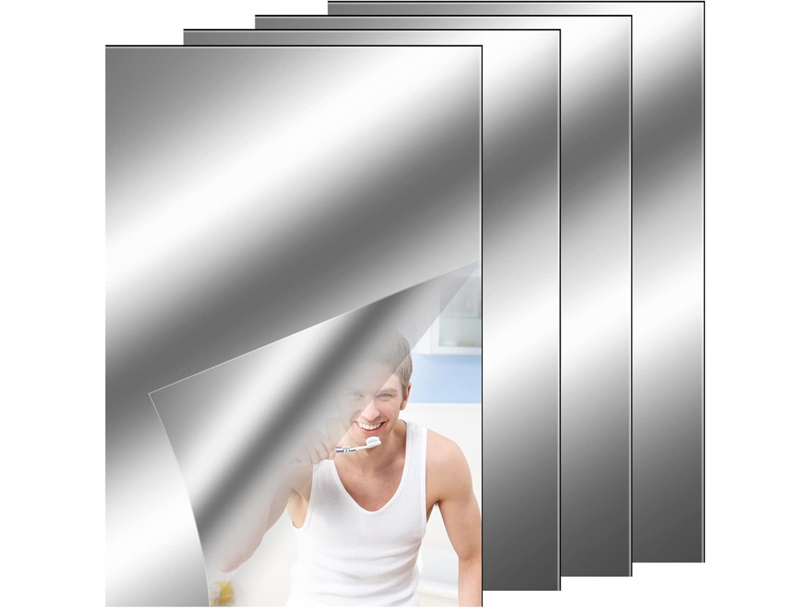 Láminas de espejo flexibles para manualidades, azulejos de espejo autoadhesivos, pegatinas de espejo sin vidrio con efecto reflectante, esp