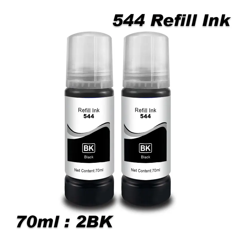 2 Cartuchos De Tinta Negra t544 544 De 70 Ml, Kit De Recarga Compatible Con Ciss Para Epson Ecotank L3150 L3110 L3100 L3210 L3250 L1110 5190
