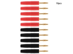 Juego de 10 conectores banana macho de 2 mm para cable de altavoz, chapados en oro rojo (10 unidades)