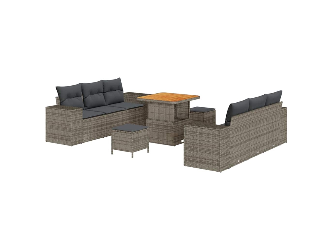 Maison Exclusive - Conjunto de sofá de jardín de 9 piezas con cojines, gris