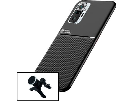 Kit Funda Magnetic Lux y Soporte Magnético de Coche Reforzado Xiaomi Redmi Note 10 Pro+ PHONECARE Negro