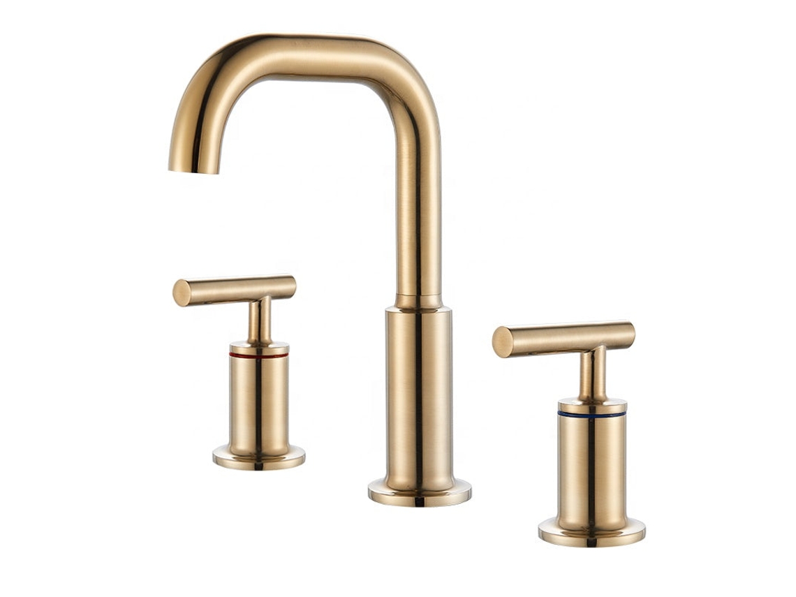 Grifo De Lavabo Con Repisa 018 En Latón Dorado, Colección Scamandre