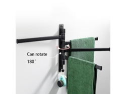Toalleros de baño de aleación de aluminio, toalleros giratorios, toalleros con ganchos, rollos de toallas giratorios de pared Gusshious (negros)