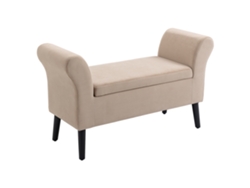 Banco de almacenamiento de terciopelo con brazos, 111 cm, beige.