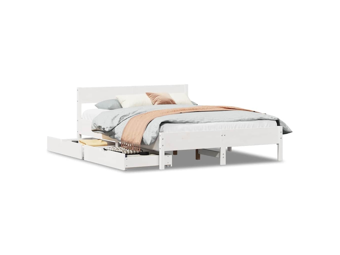 Maison Exclusive - Estructura De Cama Sin Colchón Madera De Pino Blanca 140x200 Cm