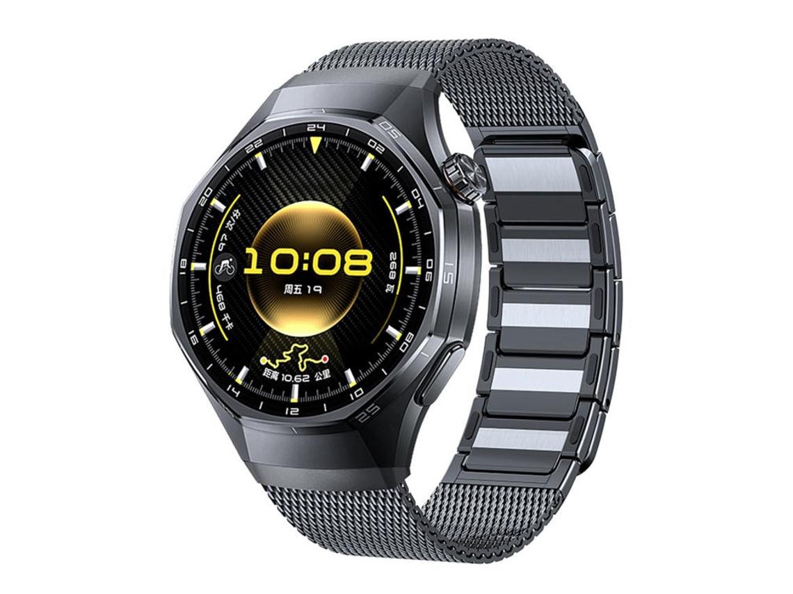 Bracelete Para Huawei Watch Gt 6 Pro - Aço Inoxidável Magnético - Formato De I - Botão De Pressão Cinza Titânio