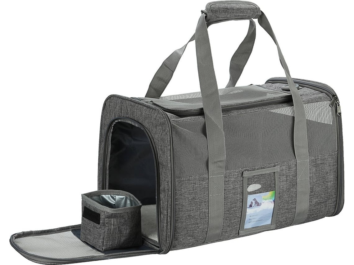 Transportadora Gato Cinza 47.5x30x32 Cm, Compacto, Ventilado E Prático