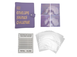 Carpeta De Ahorro Impermeable De Cuero Pu A5 Con 100 Sobres De Dinero Para Niños Y Adultos Morado