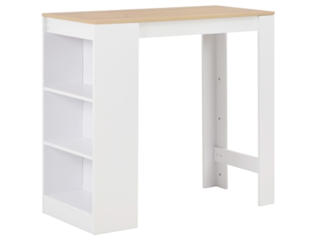MAISON EXCLUSIVE - Mesa alta de cocina con estantería blanca 110x50x103 cm