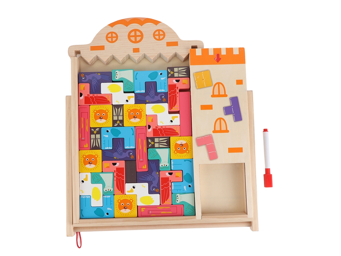 Rompecabezas de madera 3D multiusos BJ Russian Block para entrenar el razonamiento inteligente en niños.