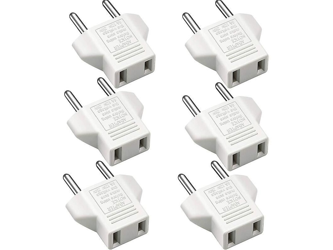 Adaptador De 2 Pines De Ee. Uu. A Ue 6 Unidades Blanco - Viaje A Francia, Alemania, España, Egipto - Convertidor Sin Conversión De Voltaje