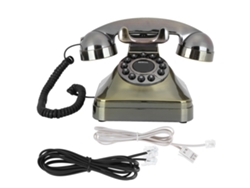 Teléfono Fijo Antiguo De Bronce Con Botones Grandes Y Llamadas De Alta Definición.