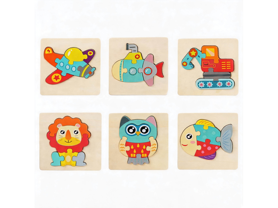 Juego De Rompecabezas De Madera, Paquete De 6, Juguetes Montessori Para Desarrollar La Motricidad Fina, Set De Regalo Educativo, Preescolar - Henten Home