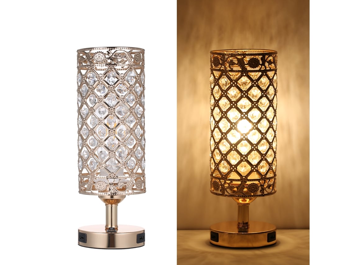 2026-lámpara De Mesa De Noche Tomshine Con Cristal Y 2 Puertos Usb De Carga Moderna Decorativa Para Dormitorio Oficina Sala