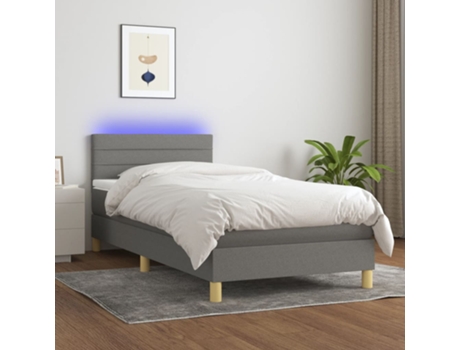 MAISON EXCLUSIVE Cama con somier con colchón y LED 90x190 cm Tela gris oscuro