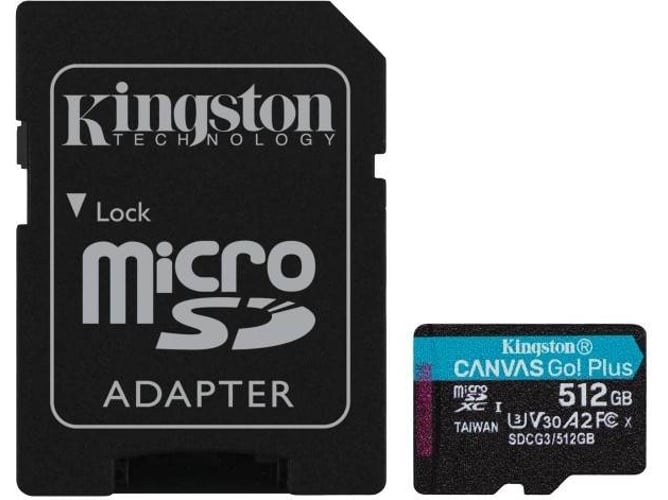 Tarjeta de Memória MicroSD KINGSTON Canvas Go Plus (512 GB - 170 MB/s)