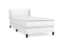 Maison Exclusive - Cama Box Spring Con Colchón Cuero Sintético Blanco 100x200 Cm