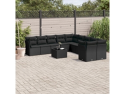 Conjunto de sofás de jardín de 11 piezas DKD Home Decor con cojines de mimbre negros