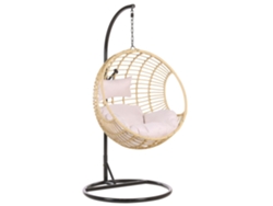 Silla colgante con soporte BELIANI Aspio de Ratán sintético Natural 99x97x199