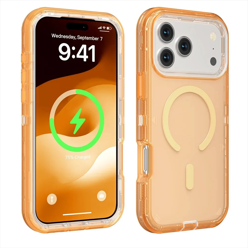 (oro, Iphone 16) Funda Protectora Transparente Con Carga Inalámbrica Magnética Y Mayor Resistencia A Los Golpes.