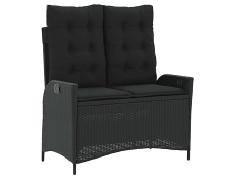 Sillón reclinable de jardín VIDAXL con cojines ratán sintético negro