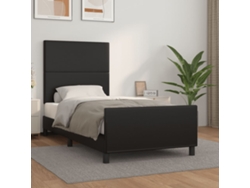 Estructura De Cama Sin Colchón Cuero Sintético Negro 80x200 Cm