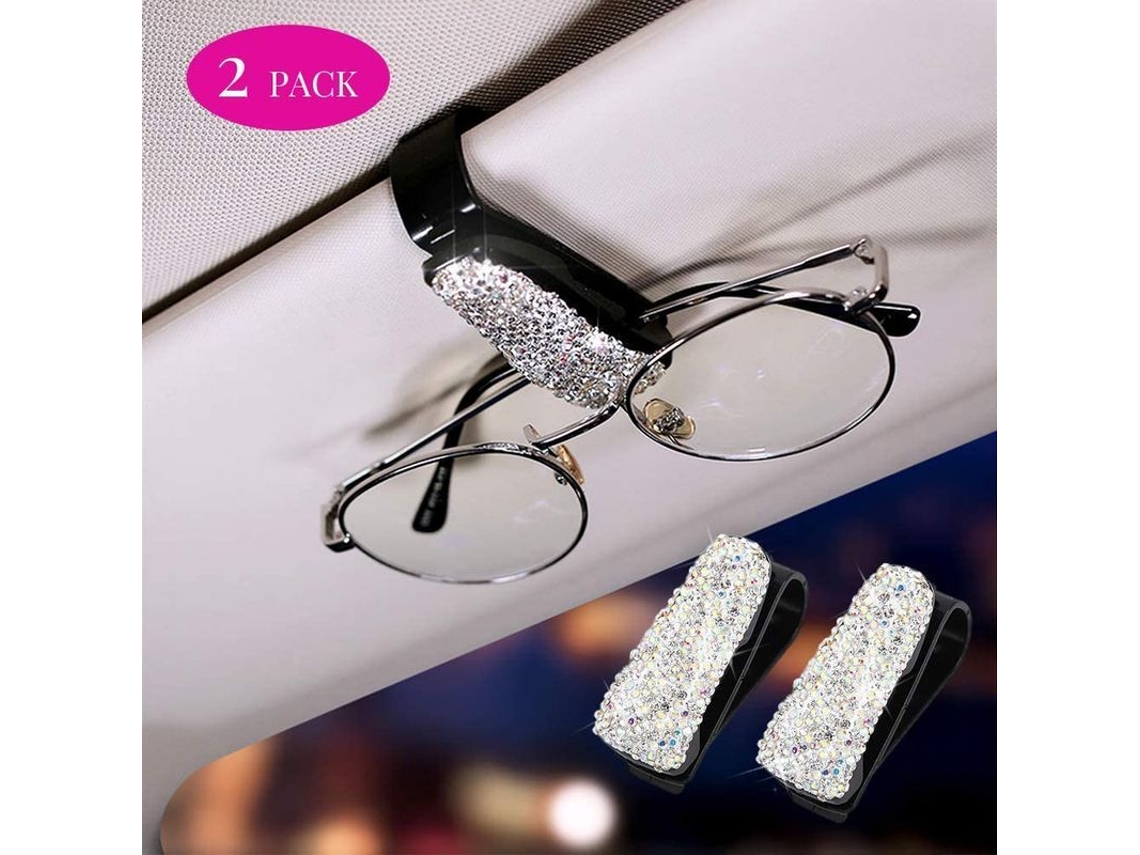 Soporte Para Gafas De Coche Para Ventanilla, 2 Niveles Con Clip Para Tarjeta, Blanco, 2 Unidades