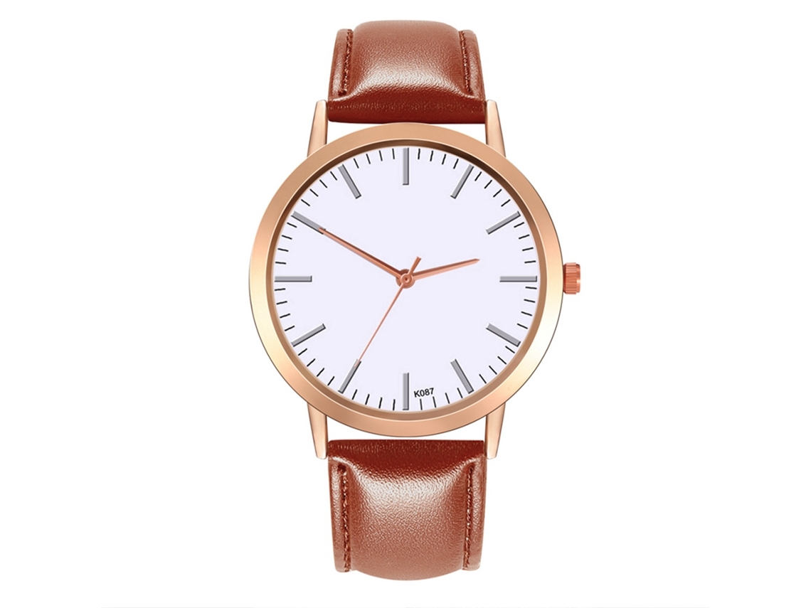 Elegante Reloj De Pulsera Para Mujer Con Cuarzo Y Correa De Cuero Marrón Claro.