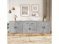 Pack 3 Uds Aparador | Mueble De Comedor | Buffetes Madera Contrachapada Gris Hormigón Wsd686190