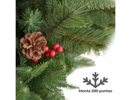 Árbol de Navidad con piñas Christmas Tree Decorations Abeto Artificial árbol Verde con Bayas rojas 150cm
