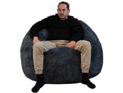 Puf Gigante De Pelo Desenfundable Gris 120 Cm
