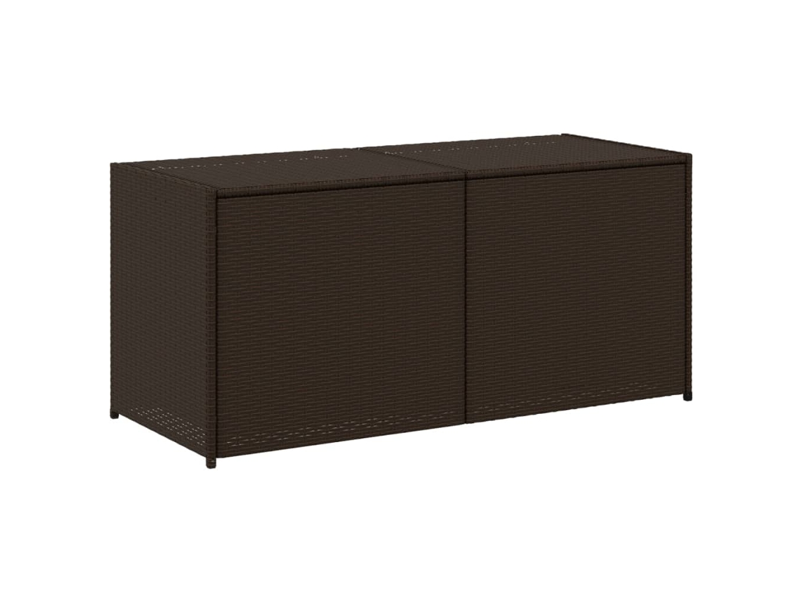 Caja de almacenamiento de jardín 283 l con patas de mimbre marrón EXCLUSIVA DE LA CASA