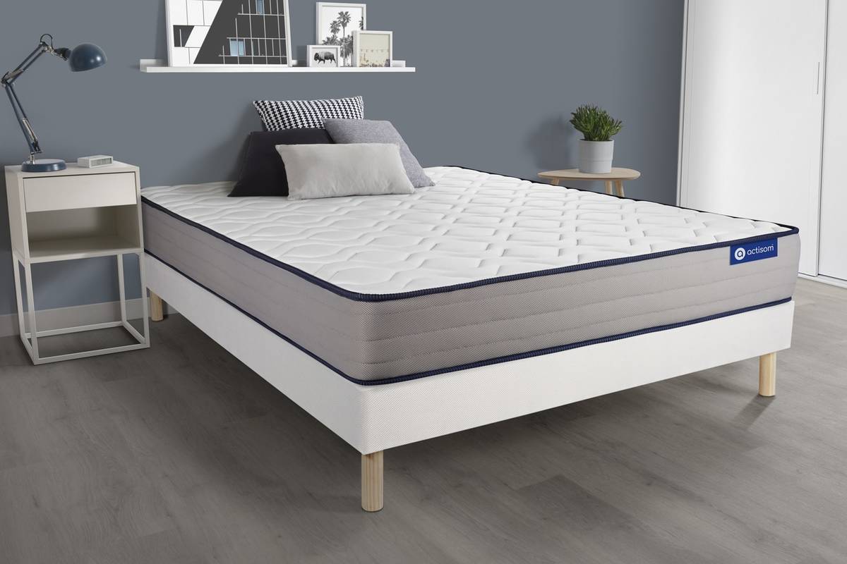 Conjunto de Somier Blanco + Colchón ACTISOM Actiflex Form (135x200 cm - Muelles Ensacados)