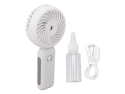 Ventilador portátil con nebulizador, batería de 4000 mAh, 3 velocidades, blanco.