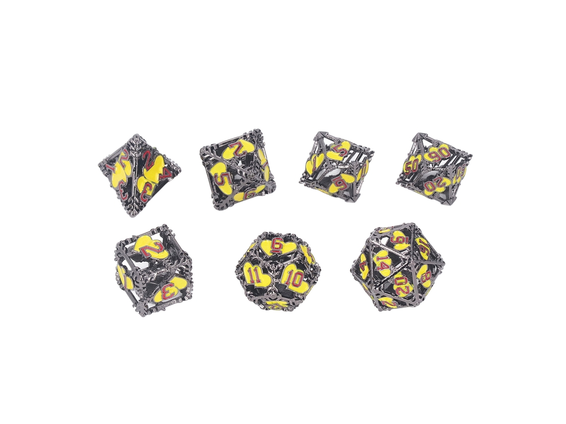 2026-set De 7 Dados Metálicos Huecos Con Formas Poliedricas Diferentes Y Números Claros Para Juegos De Mesa