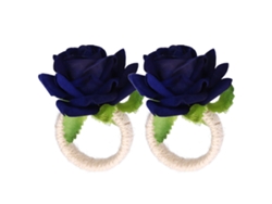 2 anillos de servilleta con diseño de flores simuladas, modernos para decoración de mesa de boda.