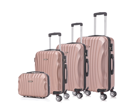 Juego de maletas ABS Rígida 4 pcs/Maleta Cabina 55cm/Maleta Mediana 68cm/Maleta Grande 78cm/Neceser 29cm RAYKONG