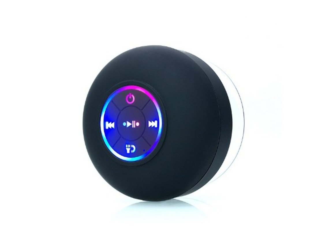 Nuevo altavoz inalámbrico Bluetooth LED impermeable para baño Mdug (negro)