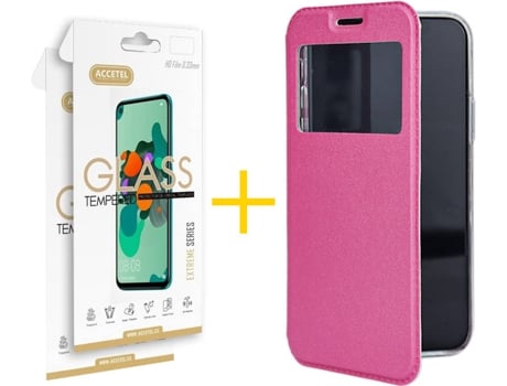 Kit Funda + 2 Protectores de Pantalla Samsung Galaxy S20 Ultra 5G ACCETEL Gandy Flip (Rosa)