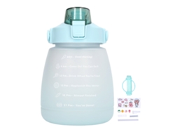 Botella de agua deportiva 2026 con correa para el hombro y compartimento para bicicleta, 1400 ml, grande, portátil, azul claro.