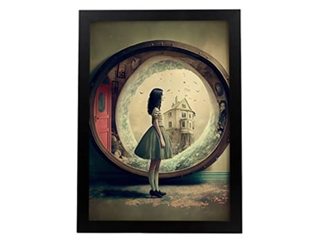NACNIC Poster Mundo Interior En Estilo Surrealismo Cinematográfico Ilustraciones Y Grabados De Historieta Abstracta Y Artística A3 Marcos Negros