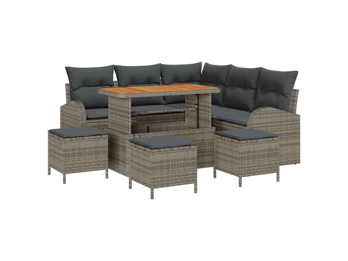 Maison Exclusive - Conjunto de sofá de jardín de 9 piezas con cojines, gris