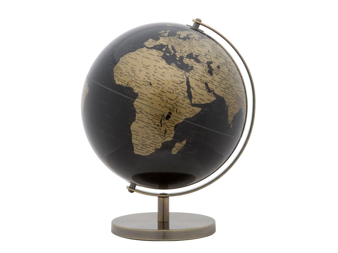 Globo Terráqueo Bronce Cm Ø 25x34 Unico / Negro/oro