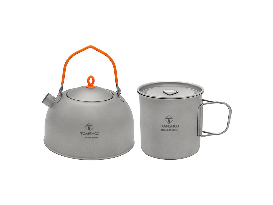 Hervidor De Camping De Titanio De 500 Ml Con Taza De 600 Ml Para Fogata, Senderismo Y Uso Al Aire Libre.