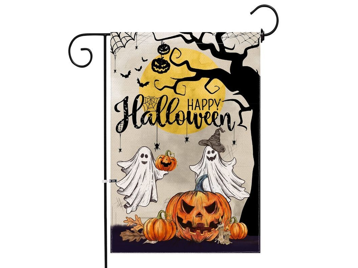 2026-bandera De Jardín De Halloween, Doble Cara Con Fantasma Murciélago Y Calabaza