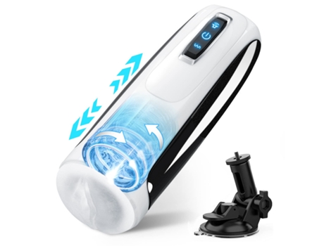 Masturbador masculino eléctrico automático con 10 modos de empuje y rotación (blanco) VEANXIN
